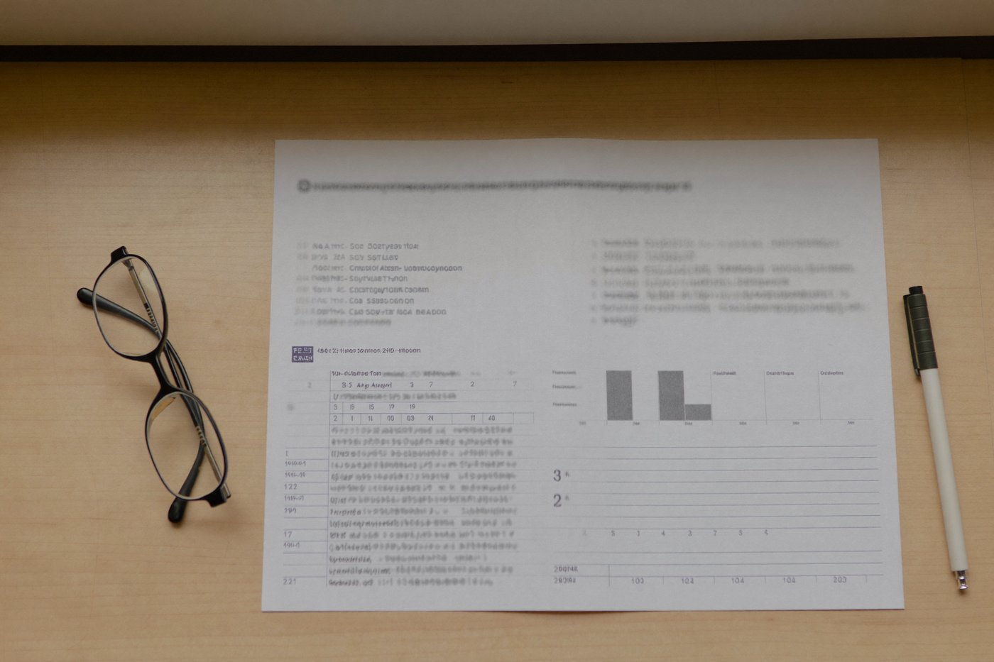 Schematische Darstellung eines Knochendichte-Befunds auf einem Schreibtisch